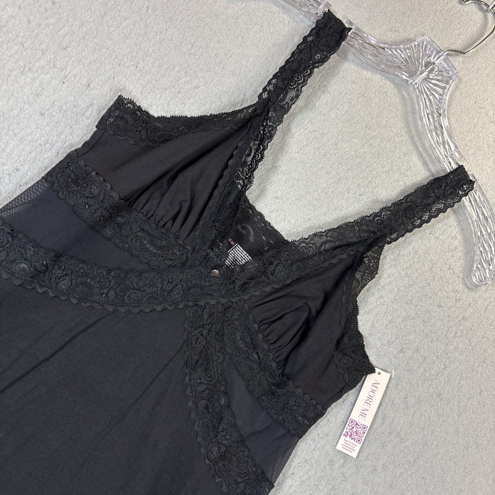 Adore Me Lace Slip Dress Nighty Romantic Sexy Black Womens Medium NWT